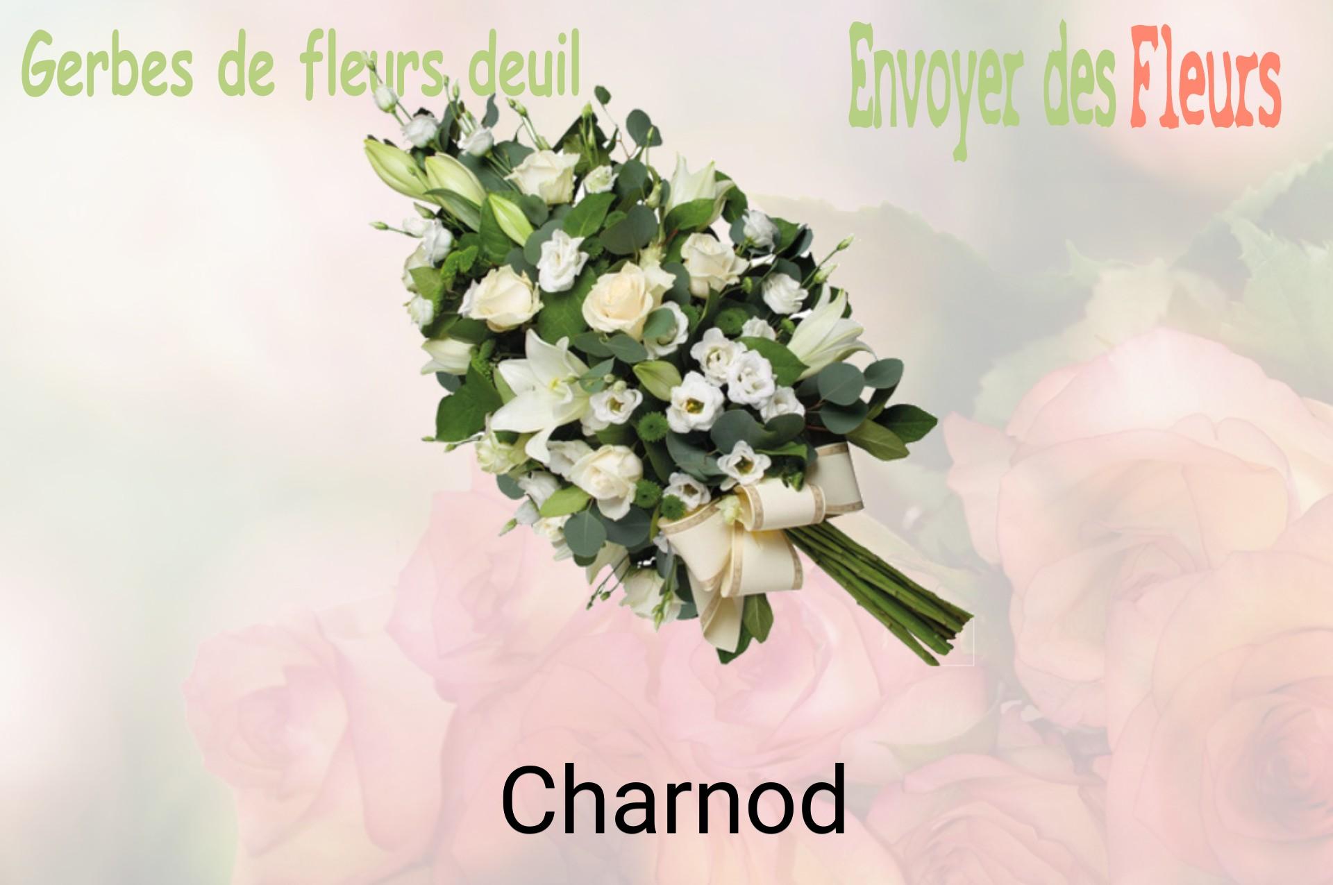 Gerbe de fleurs de deuil livrée à Charnod
